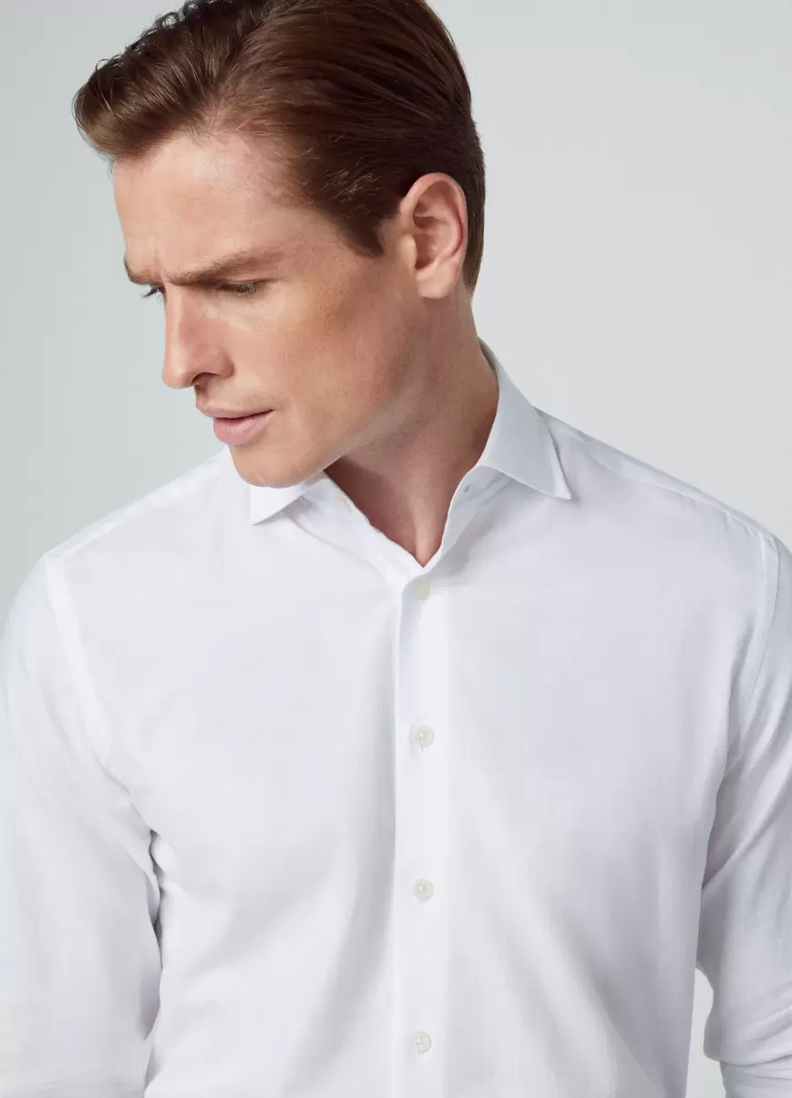 Popularidad Hackett London White Camisa De Algodón Fit Slim Camisas Hombre - 1