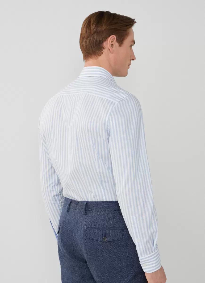 Camisa De Rayas Bengala Fit Slim En Línea Hombre Hackett London Blue/White Camisas - 2