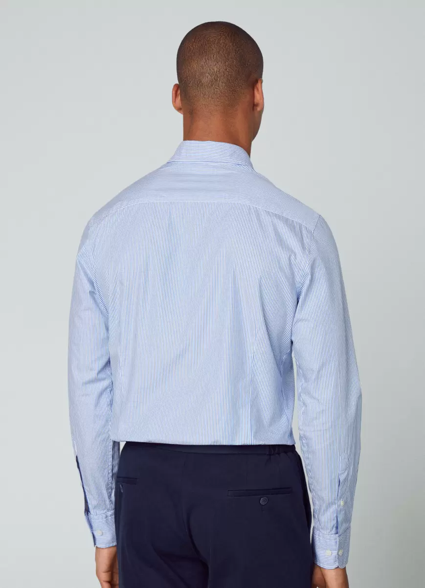 Camisa Estampado Rayas Fit Slim Precio Al Por Mayor Blue/White Hombre Camisas Hackett London - 2