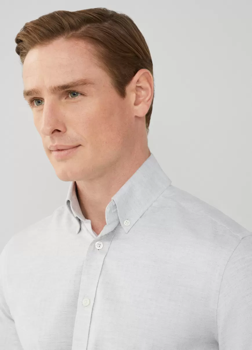 Camisas Hackett London Grey Camisa De Espiga Fit Slim Hombre Descuento - 1