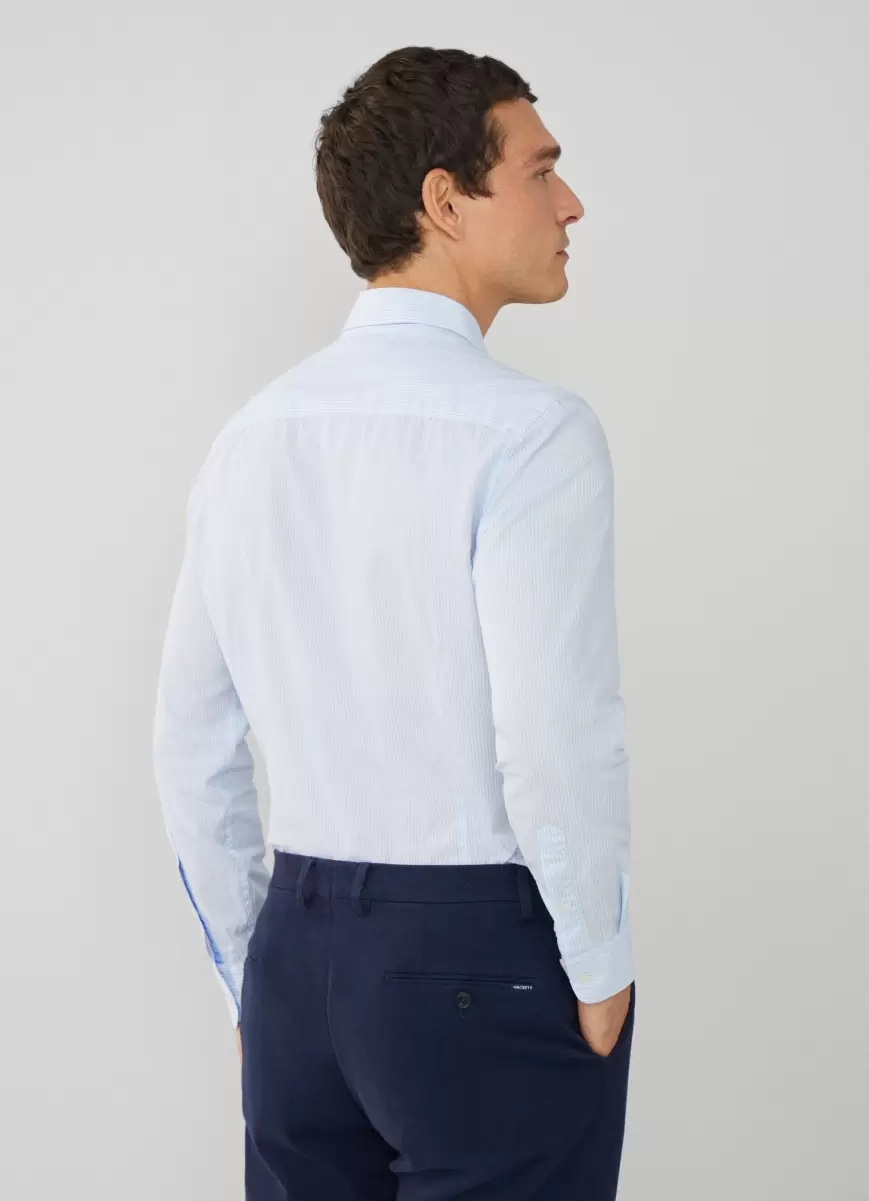 Hackett London Camisas Hombre Camisa De Raya Fina Fit Slim Demanda Blue/White - 2