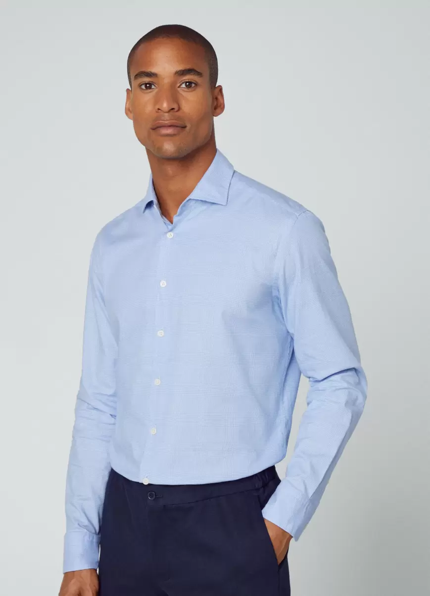 Hombre Camisa Estampado Cuadros Fit Slim White/Blue Precios De Lanzamiento Hackett London Camisas