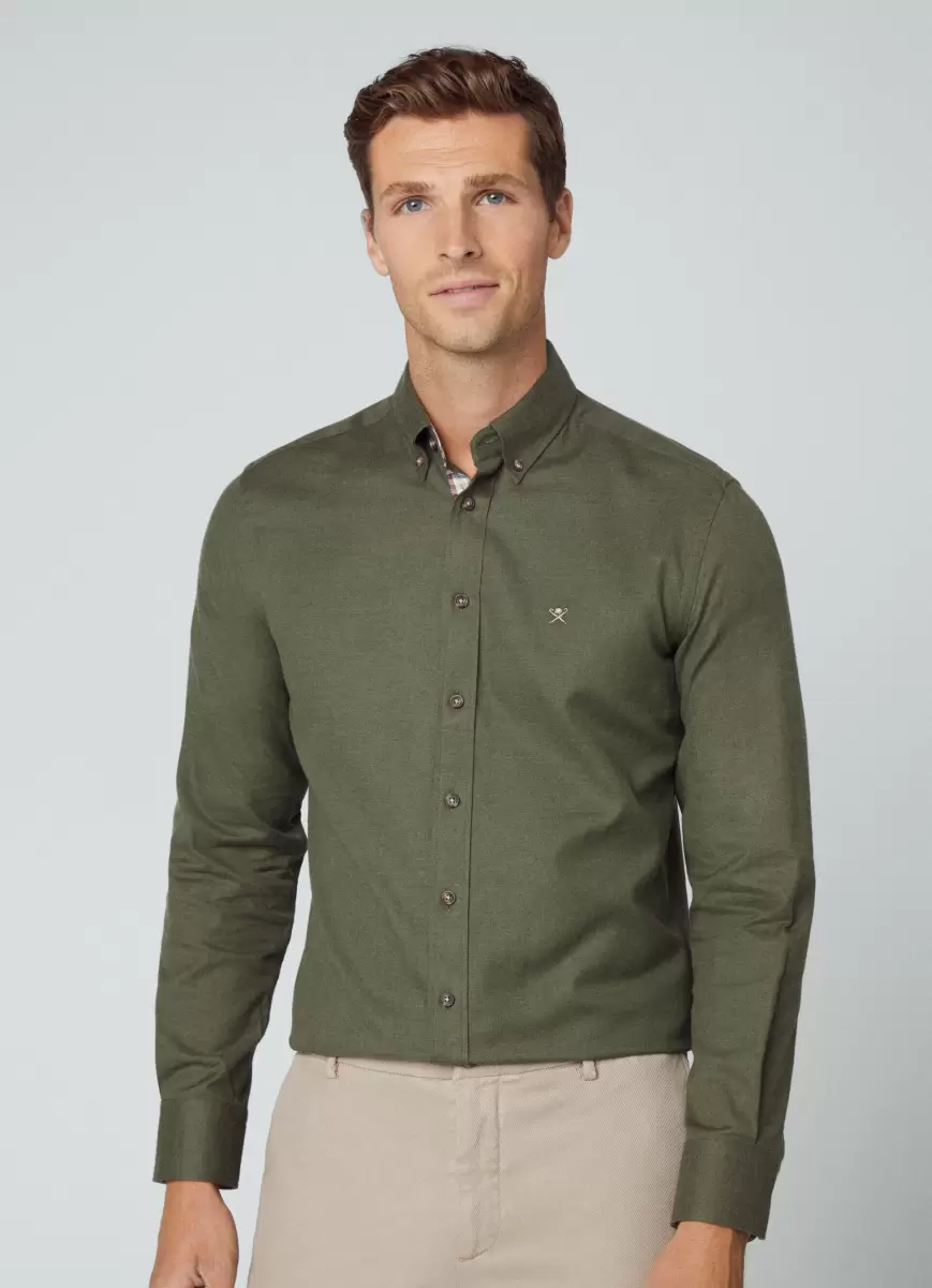 Hombre Camisa De Algodón Fit Slim Popularidad Green Hackett London Camisas