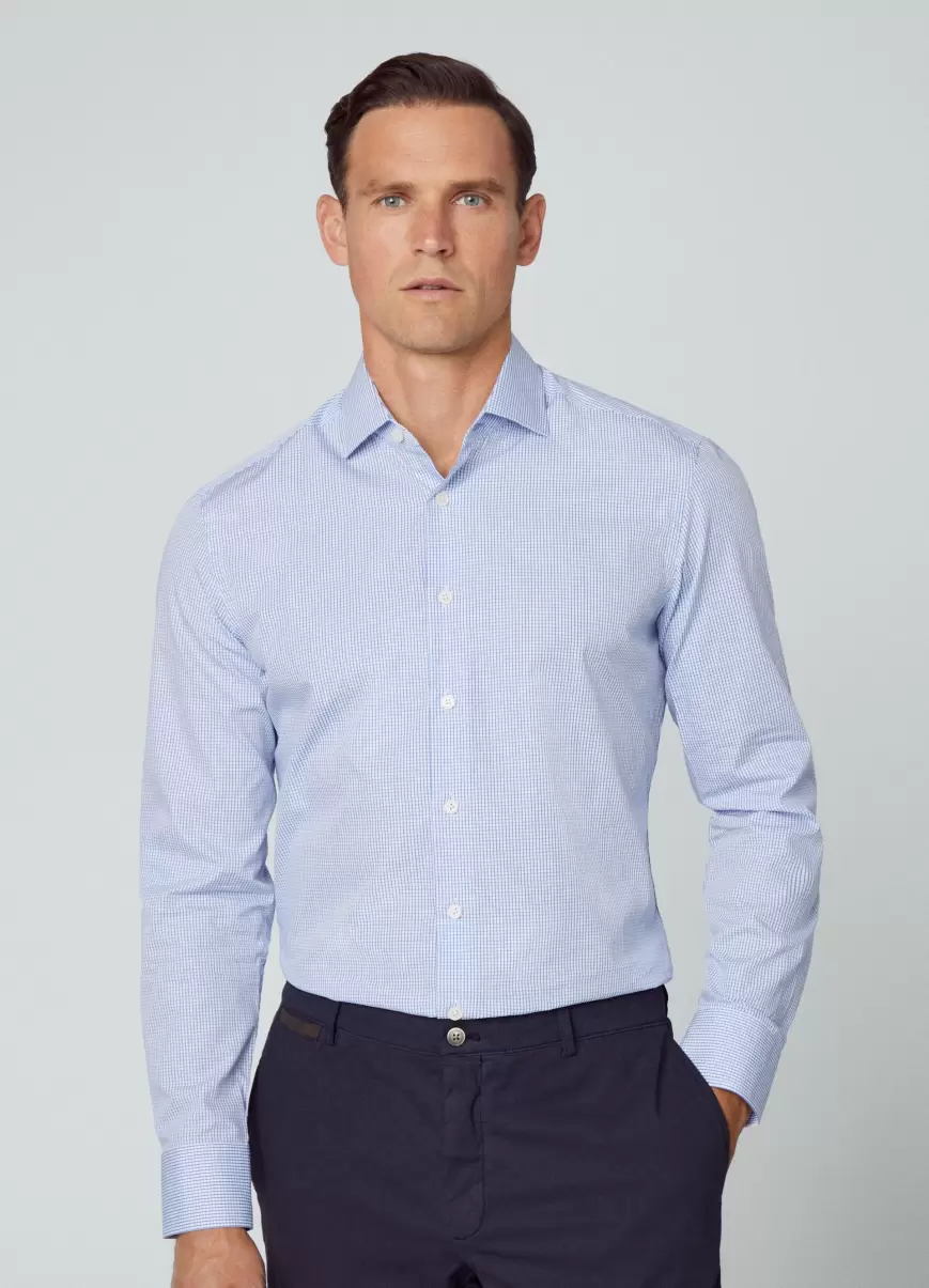 White/Blue Camisa Estampado Cuadros Fit Slim Camisas Hombre Recomendar Hackett London