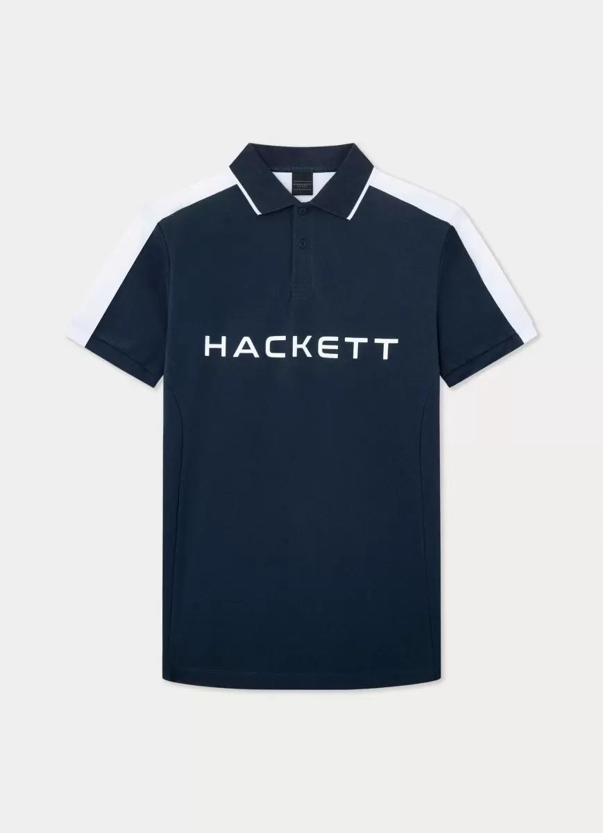 Costumbre Navy Hackett London Polos Polo Algodón Hs Fit Clásico Hombre - 4