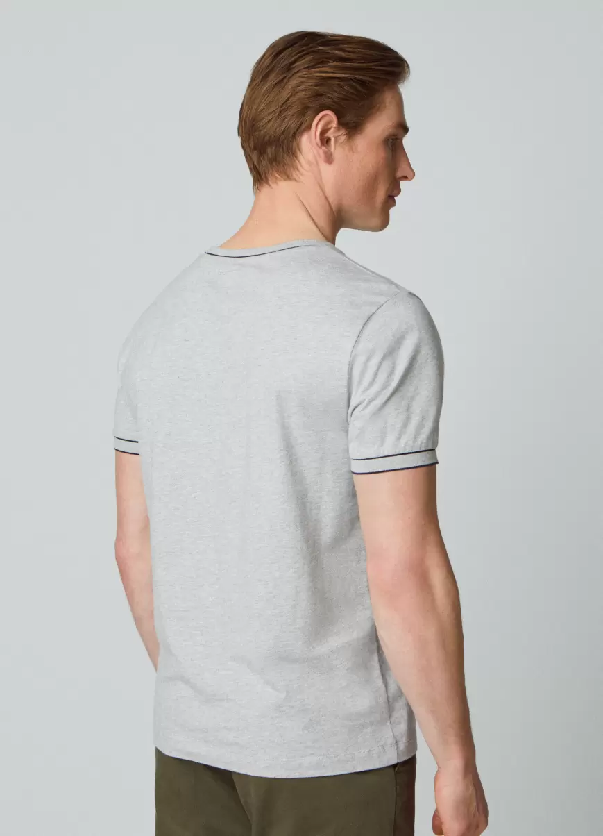 Hombre Hackett London Camisetas Ventaja Camiseta Ribetes Logo Bordado Marl Grey - 2