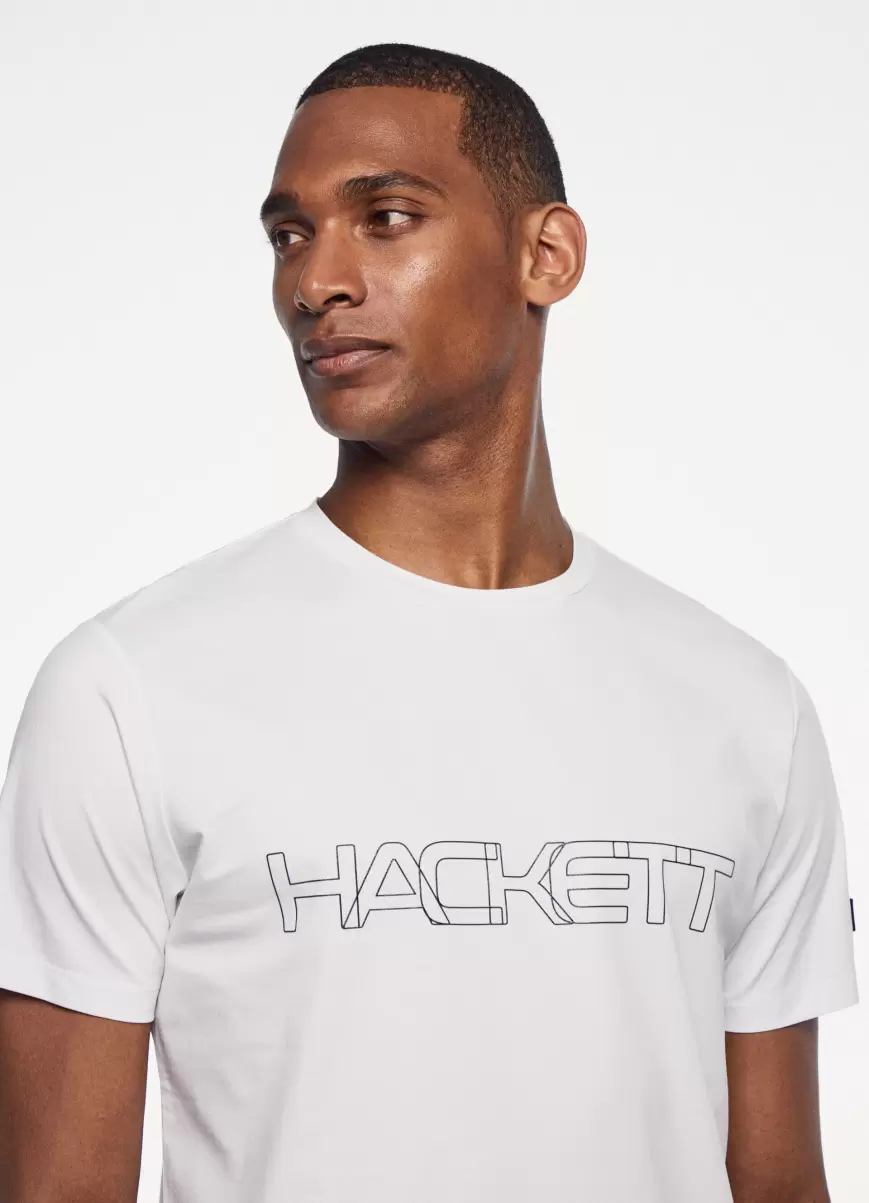 Hackett London Camisetas Hombre Camiseta Básica Logo Estampado White Vender - 1