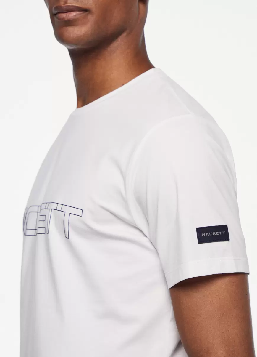 Hackett London Camisetas Hombre Camiseta Básica Logo Estampado White Vender - 2