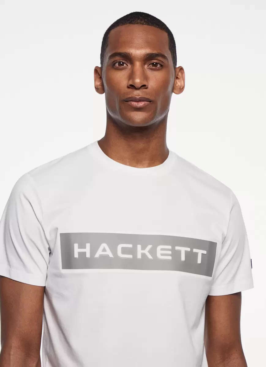Precio De Coste Hombre Camisetas Camiseta Logo Estampado White Hackett London - 1