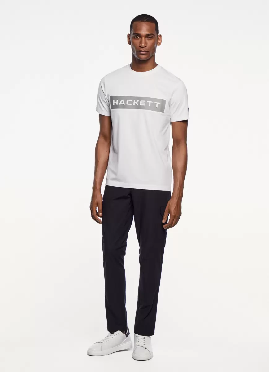Precio De Coste Hombre Camisetas Camiseta Logo Estampado White Hackett London - 3