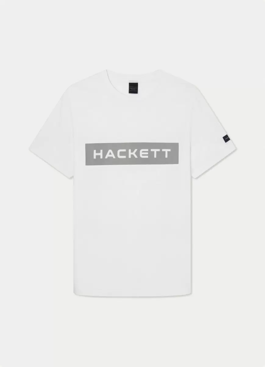 Precio De Coste Hombre Camisetas Camiseta Logo Estampado White Hackett London - 4
