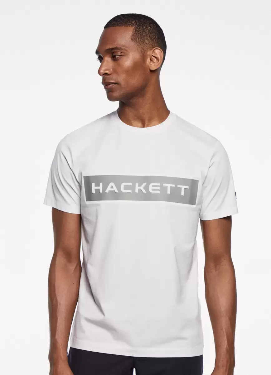Precio De Coste Hombre Camisetas Camiseta Logo Estampado White Hackett London