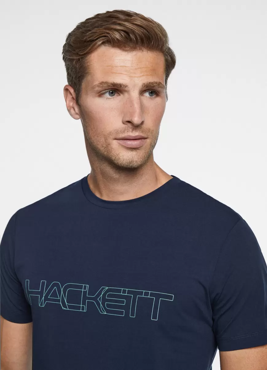 Camiseta Básica Logo Estampado Hackett London Autorización Camisetas Navy Hombre - 1