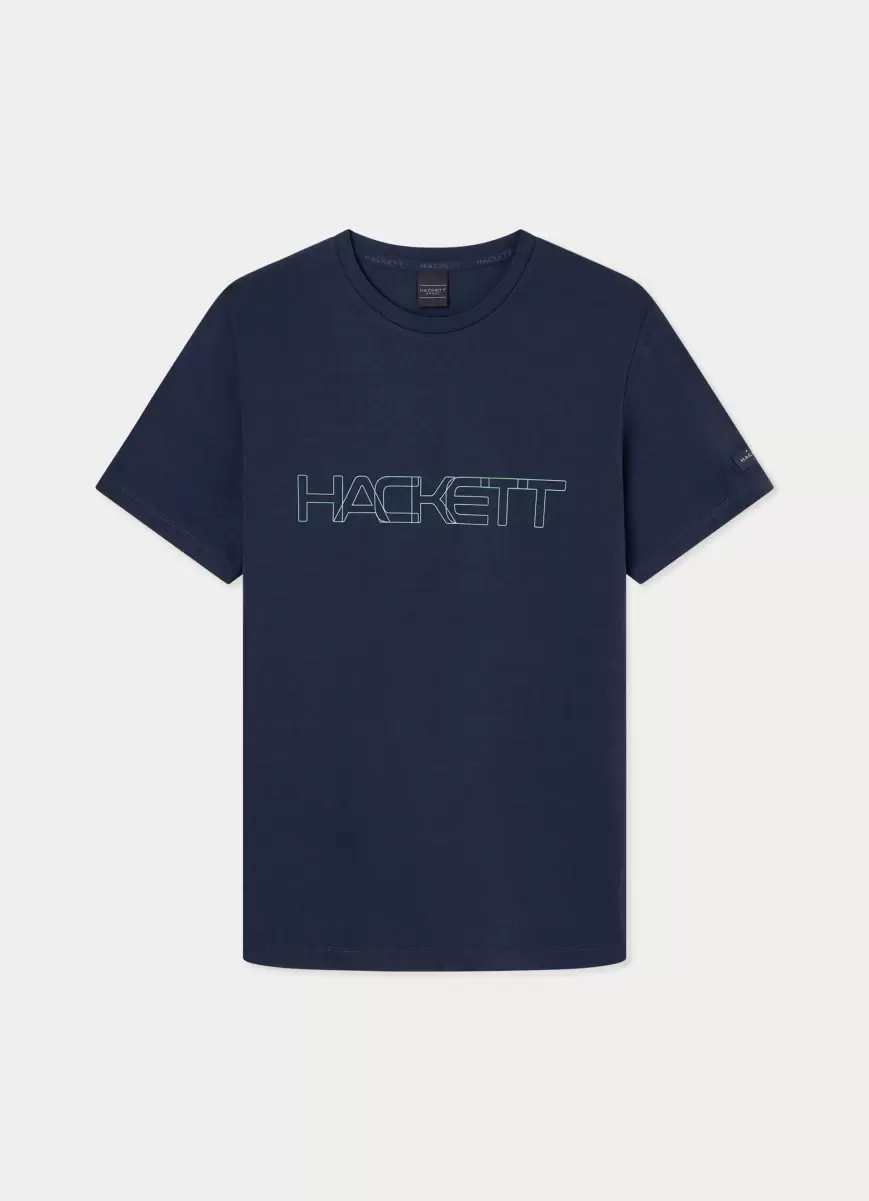Camiseta Básica Logo Estampado Hackett London Autorización Camisetas Navy Hombre - 4