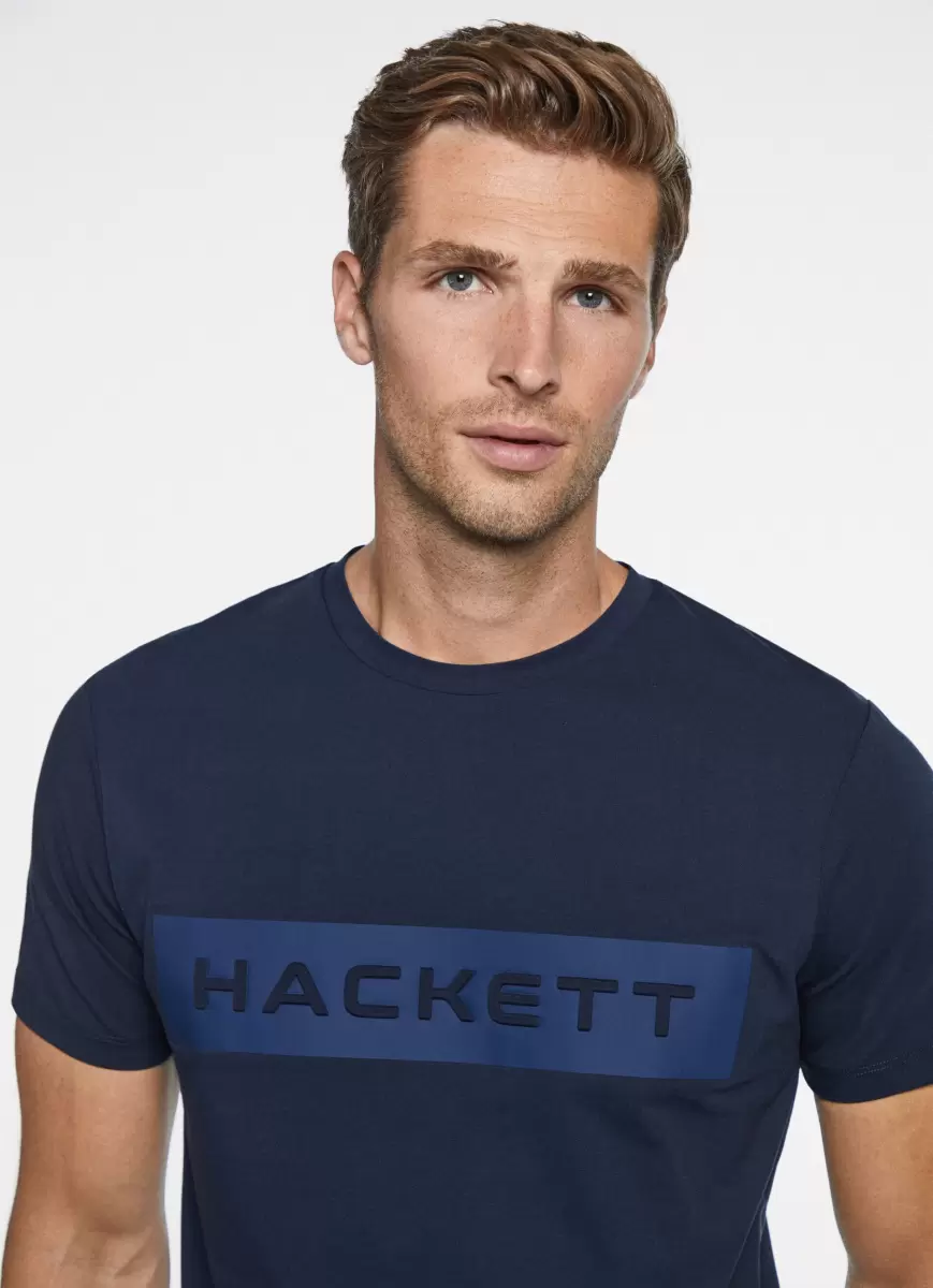 Hackett London Navy Hombre Camisetas Camiseta Logo Estampado Descuento - 1