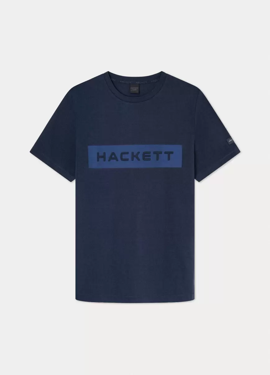 Hackett London Navy Hombre Camisetas Camiseta Logo Estampado Descuento - 4
