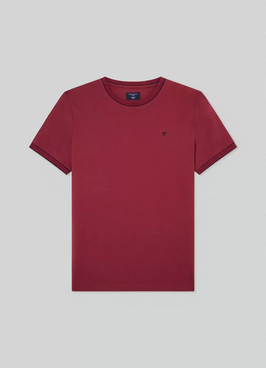 Camisetas Hombre Hackett London Edicion Limitada Berry Purple Camiseta Ribetes Logo Bordado - 4