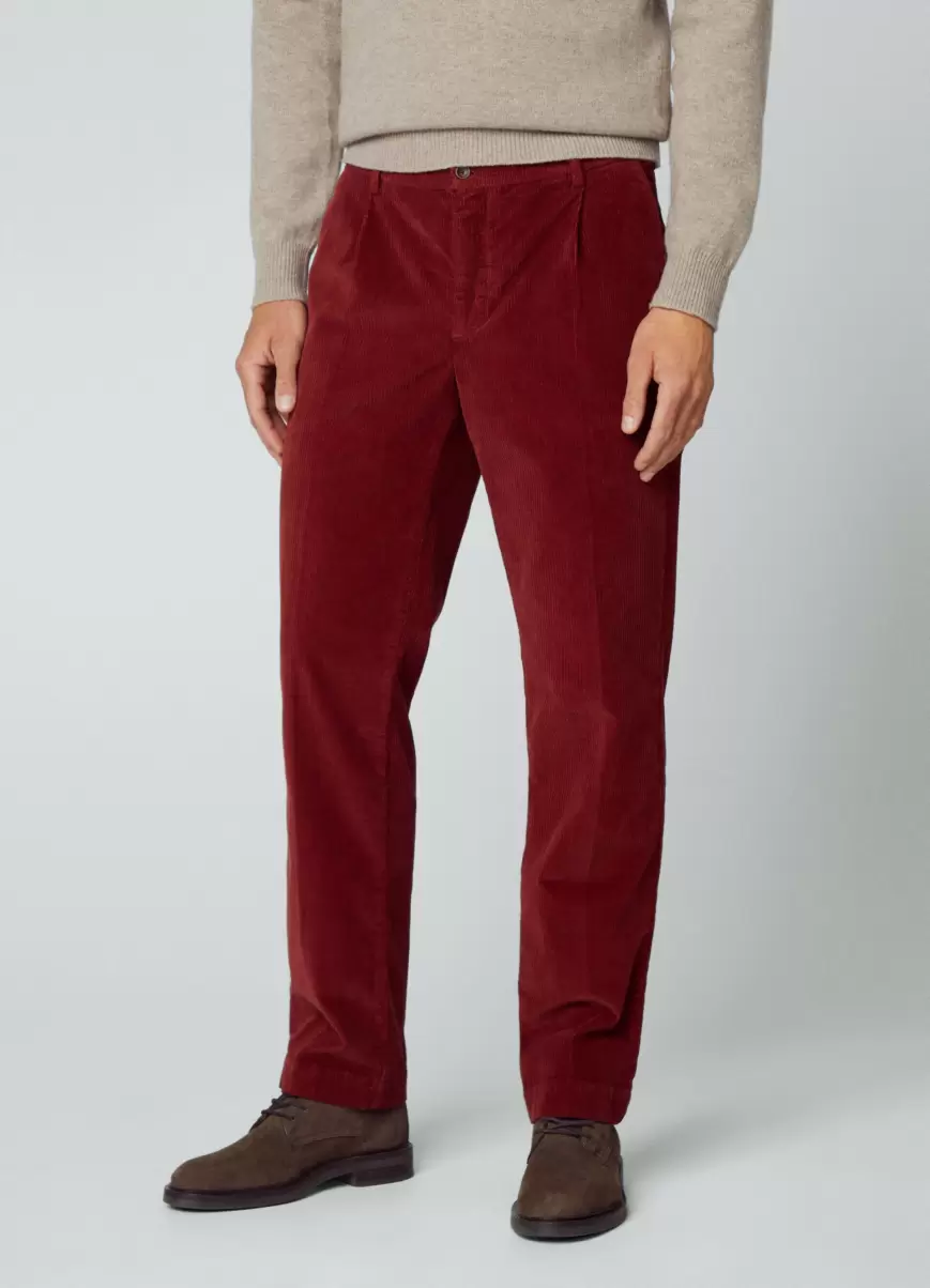 Pantalones Y Chinos Chino Sanderson De Pana Fit Clásico Hackett London Brick Red Hombre Edicion Limitada - 1