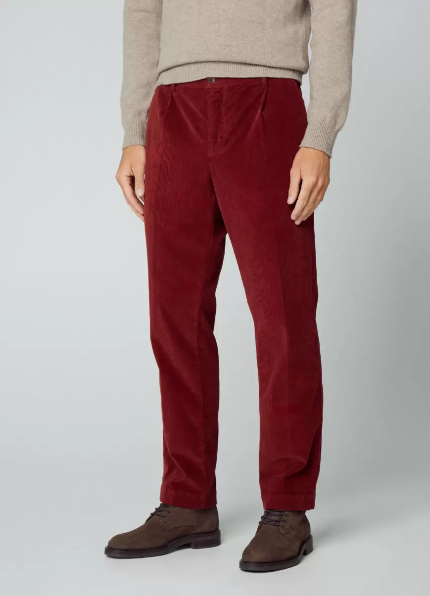 Pantalones Y Chinos Chino Sanderson De Pana Fit Clásico Hackett London Brick Red Hombre Edicion Limitada - 3