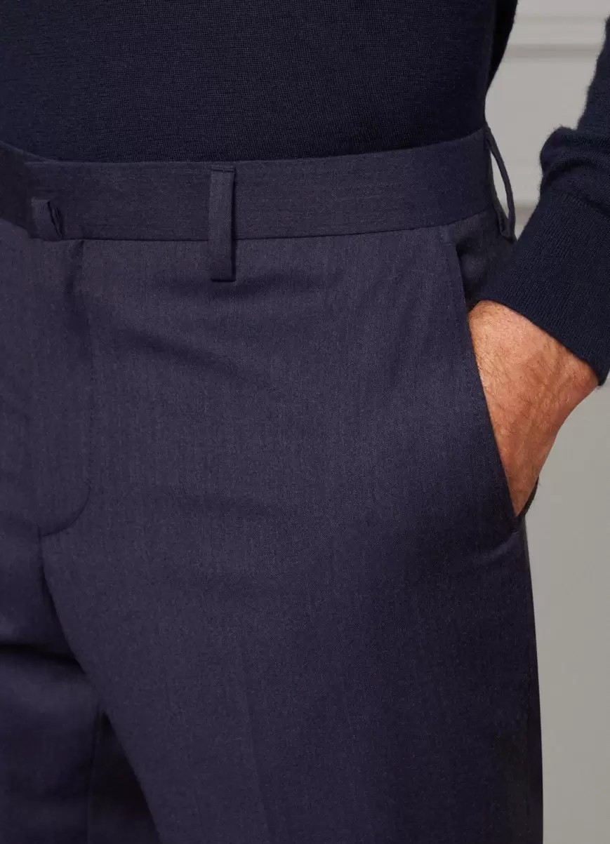 Hombre Pantalón Franela Fit Slim Pantalones Y Chinos Salida Hackett London Navy - 2