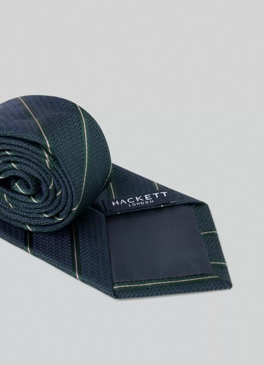 Green Hombre Hackett London Corbata De Seda Estampado Rayas Corbatas Y Pañuelos De Bolsillo Innovador - 1