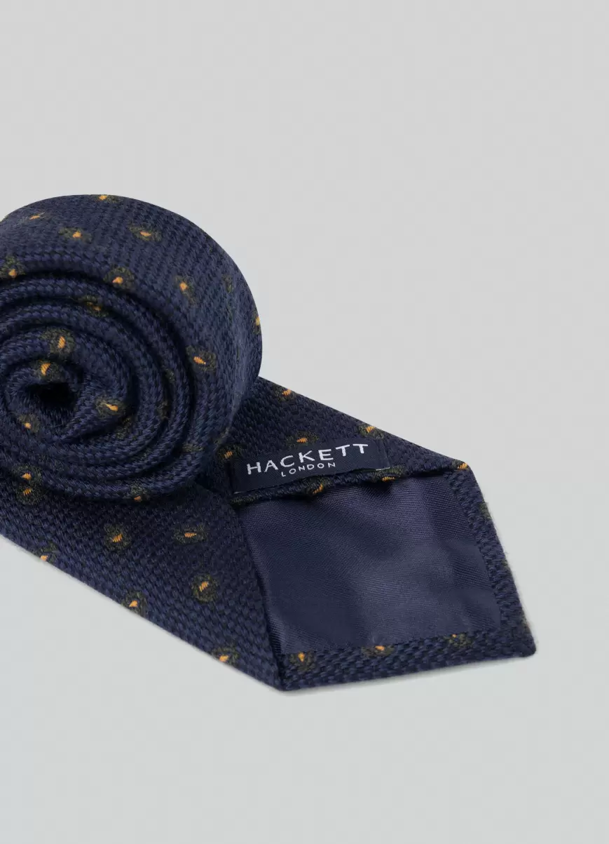 Corbatas Y Pañuelos De Bolsillo Navy Corbata Estampado Coníferas Hackett London Hombre Elegante - 1