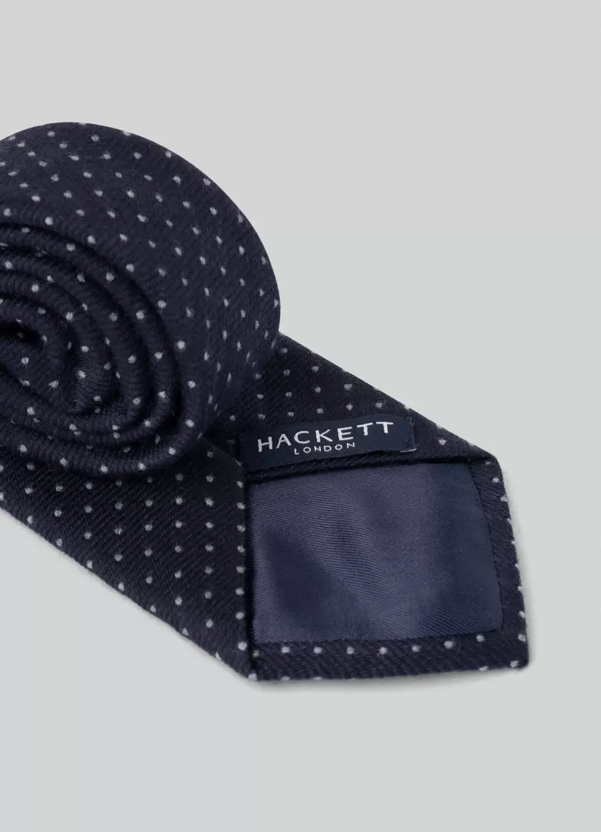 Hackett London Hombre Asegurar Navy Corbatas Y Pañuelos De Bolsillo Corbata Estampado Mini Lunares - 1
