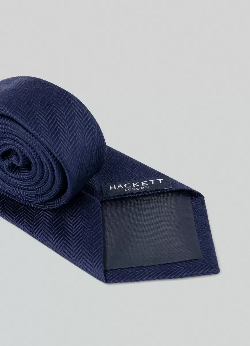 Corbata De Seda Espiga Navy Hackett London Hombre Corbatas Y Pañuelos De Bolsillo Comercio - 1