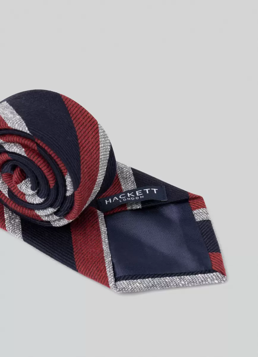 Corbata Rayas Regimiento Hombre Corbatas Y Pañuelos De Bolsillo Hackett London Navy/Red Exclusivo - 1