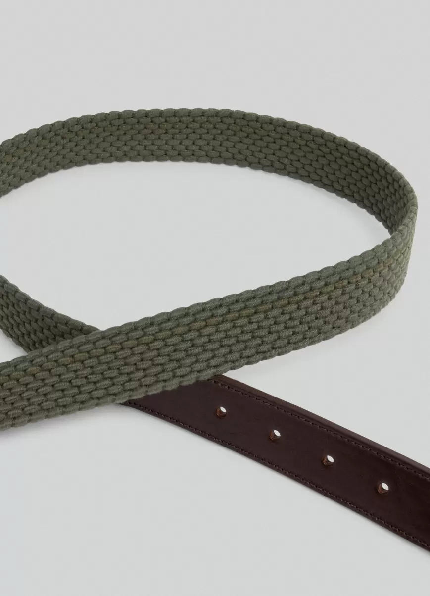 Hombre Cinturones Hackett London Khaki Green Cinturón Trenzado Precio Competitivo - 3