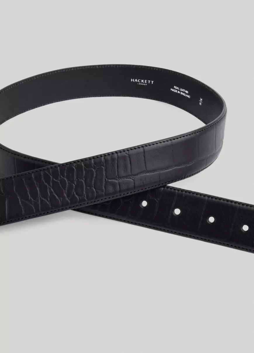 Cinturones Cinturón En Relieve Cocodrilo Exclusivo Black Hackett London Hombre - 1