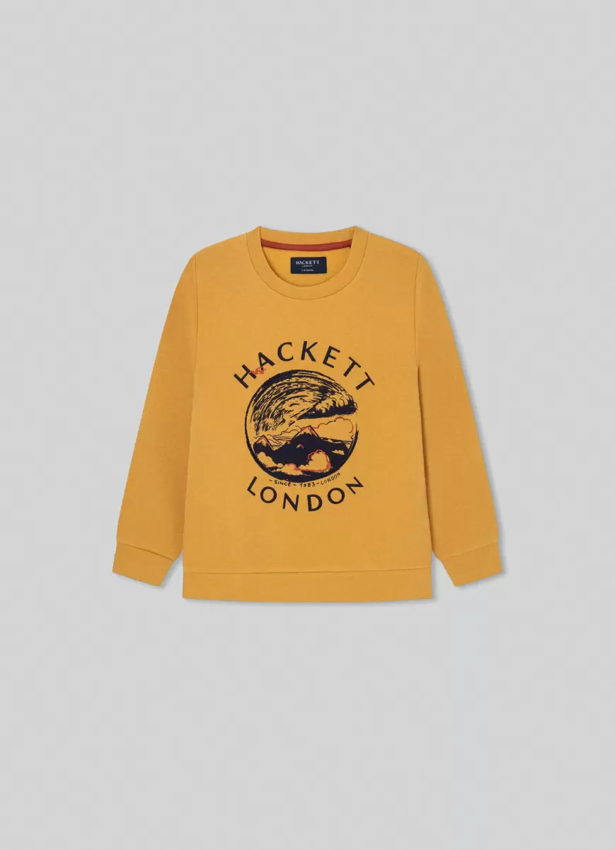 Hackett London Sudadera Con Ilustración Estampada Mustard Brown Camisetas Y Sudaderas Hombre Precio De La Actividad