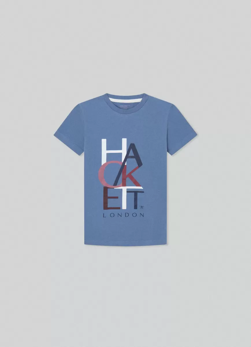 Steel Blue Nuevo Producto Camisetas Y Sudaderas Hombre Camiseta Logo Estampado Hackett London