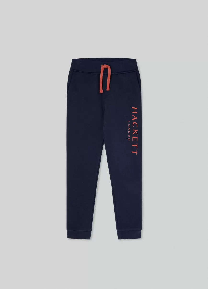 Hombre Hackett London Pantalones Popularidad Navy Jogger Con Logo Bordado