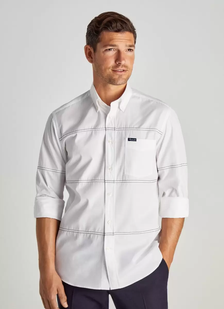 Camisa Popelín Detalle Costuras Faconnable White Hombre Camisas - 2
