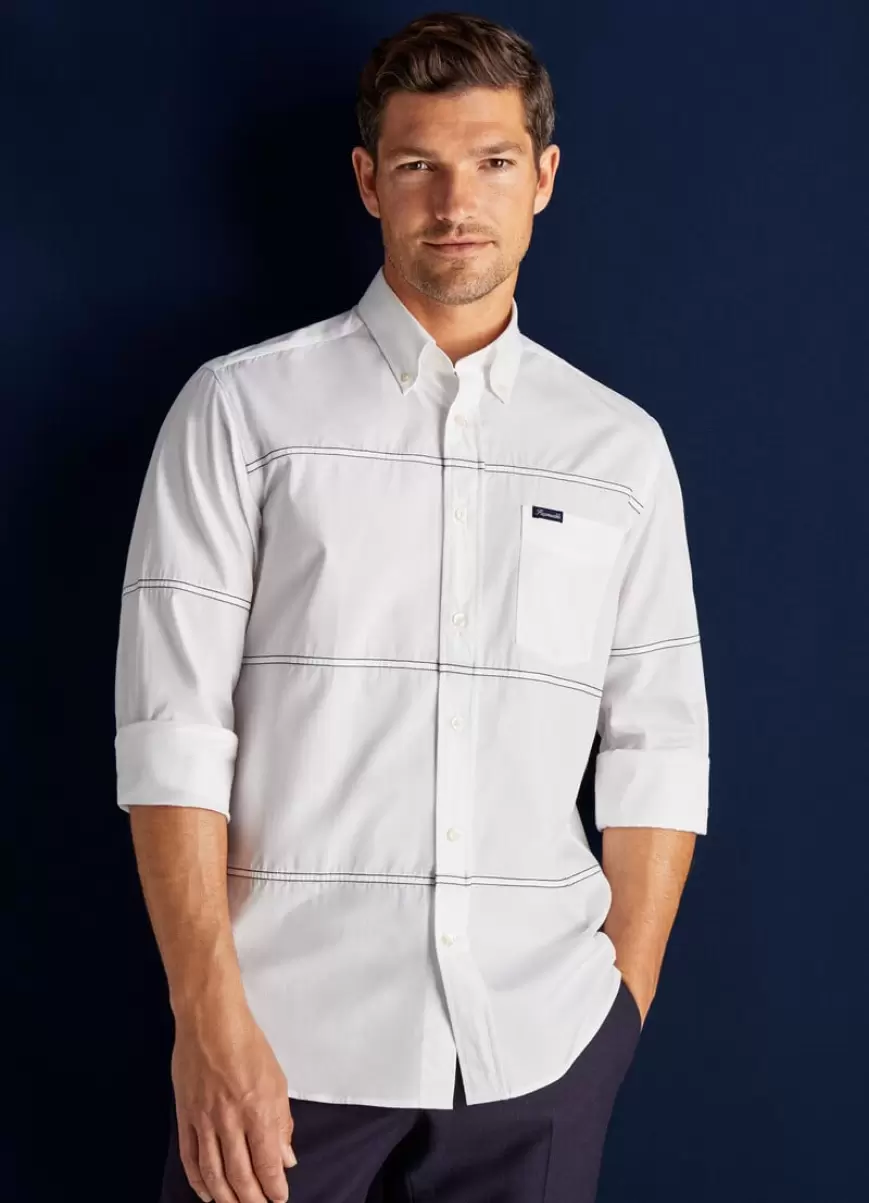 Camisa Popelín Detalle Costuras Faconnable White Hombre Camisas