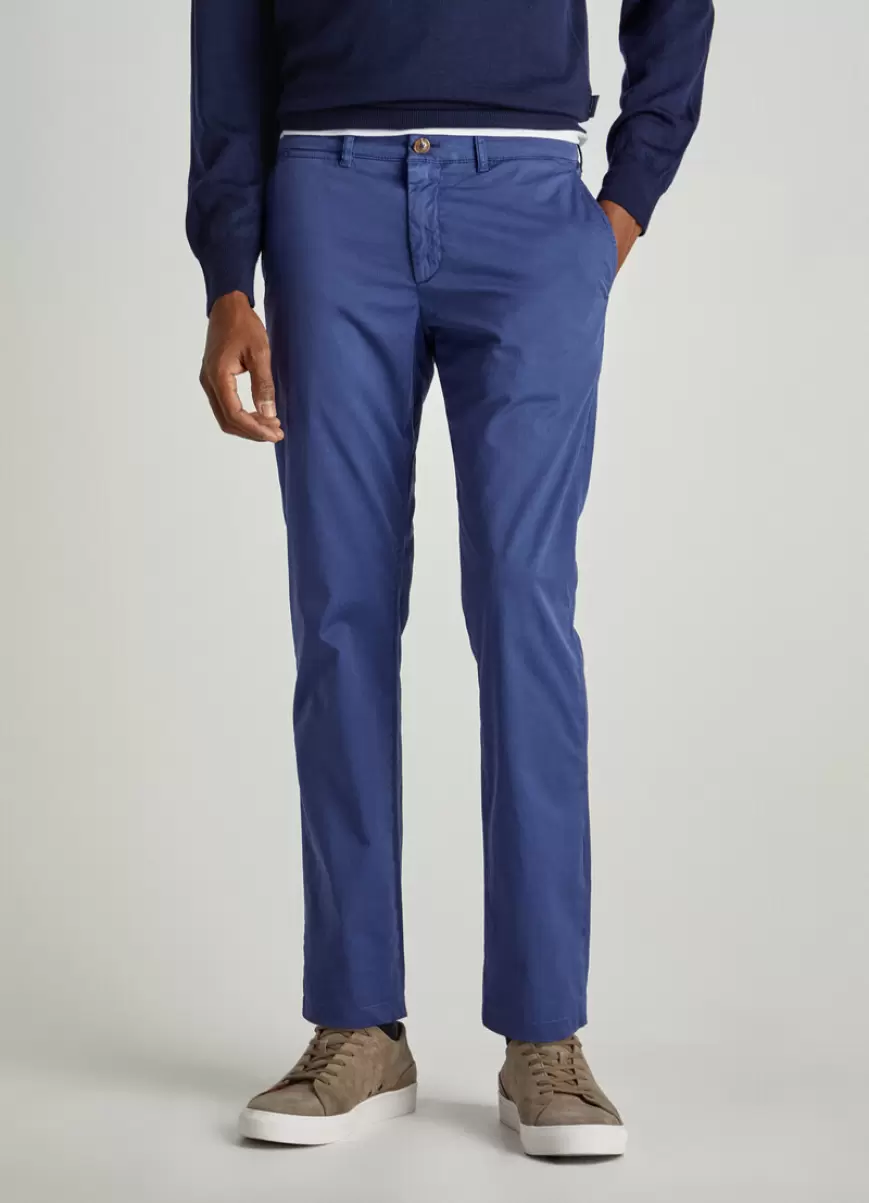 Pop Blue Faconnable Pantalones Chino Sarga Algodón Hombre - 1