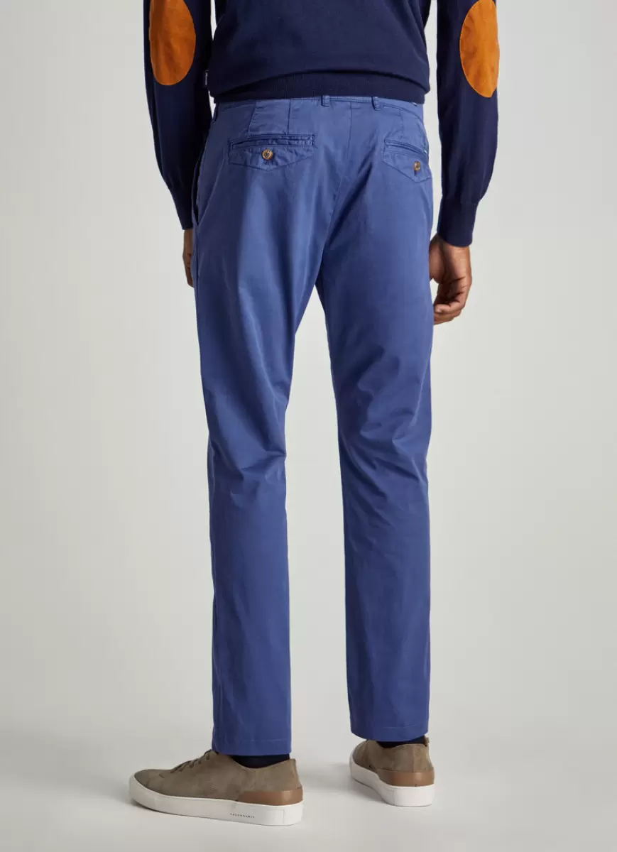 Pop Blue Faconnable Pantalones Chino Sarga Algodón Hombre - 3