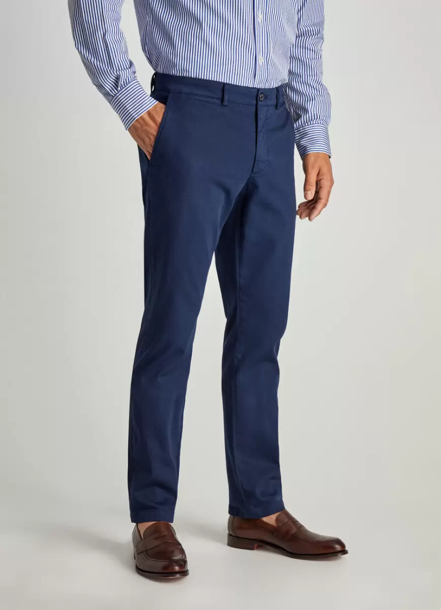 Chino Algodón Elástico Faconnable Marine Blue Hombre Pantalones - 1