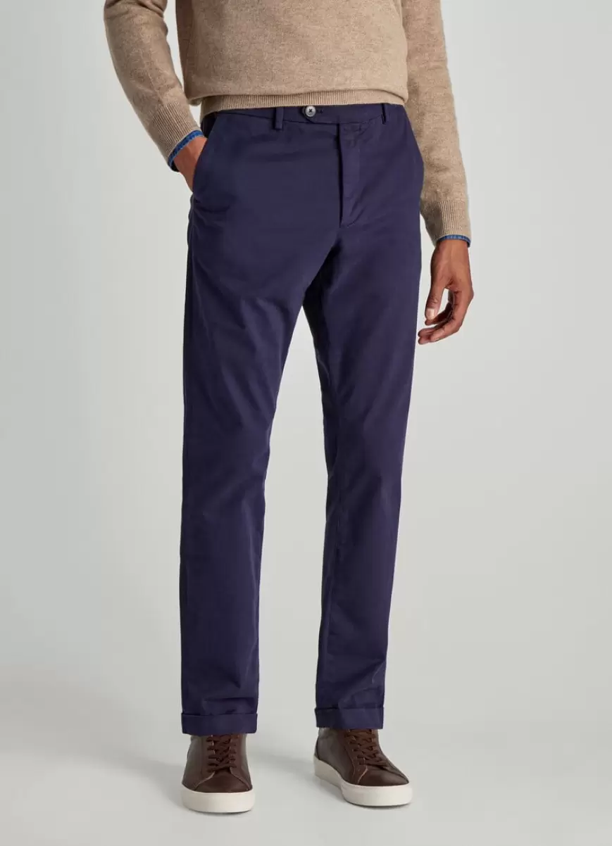 Hombre Pantalones Chino De Algodón Elástico Marine Blue Faconnable - 1