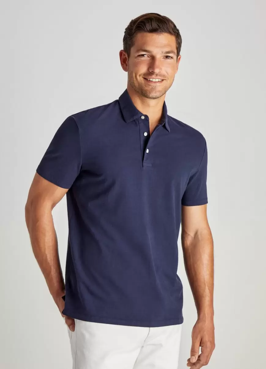 Polos Y Camisetas Hombre Faconnable Marine Blue Polo Algodón Jersey