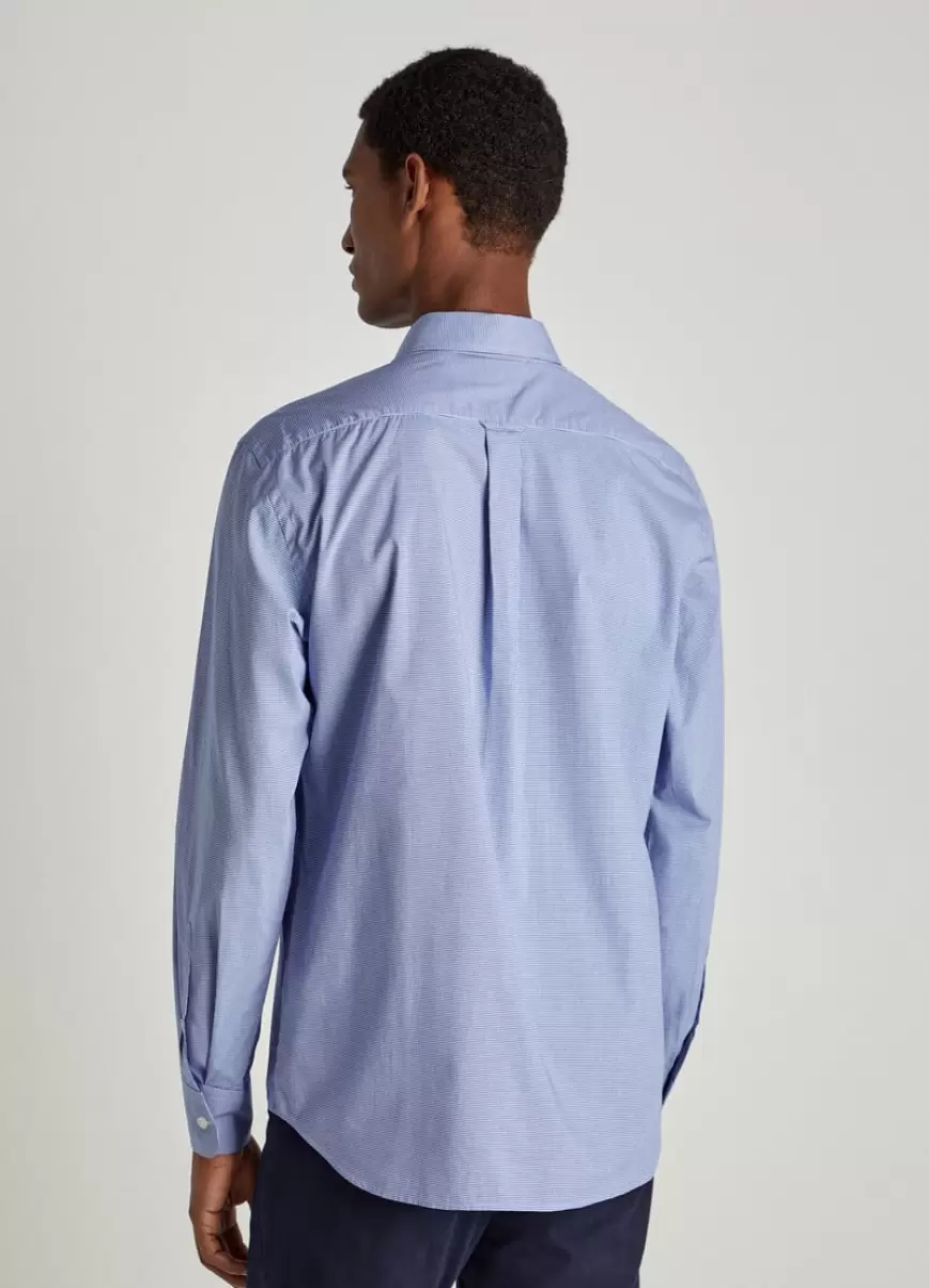 Hombre Faconnable Camisa Popelín Cuadros Vichy Looks Formales Factory Blue - 3