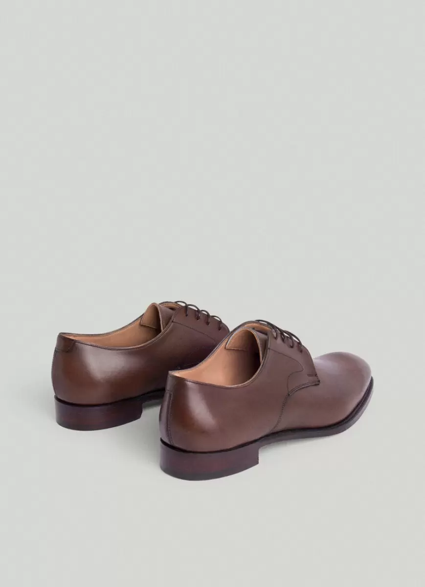 Chocolate Brown Faconnable Hombre Looks Formales Zapatos Derby Piel - 1