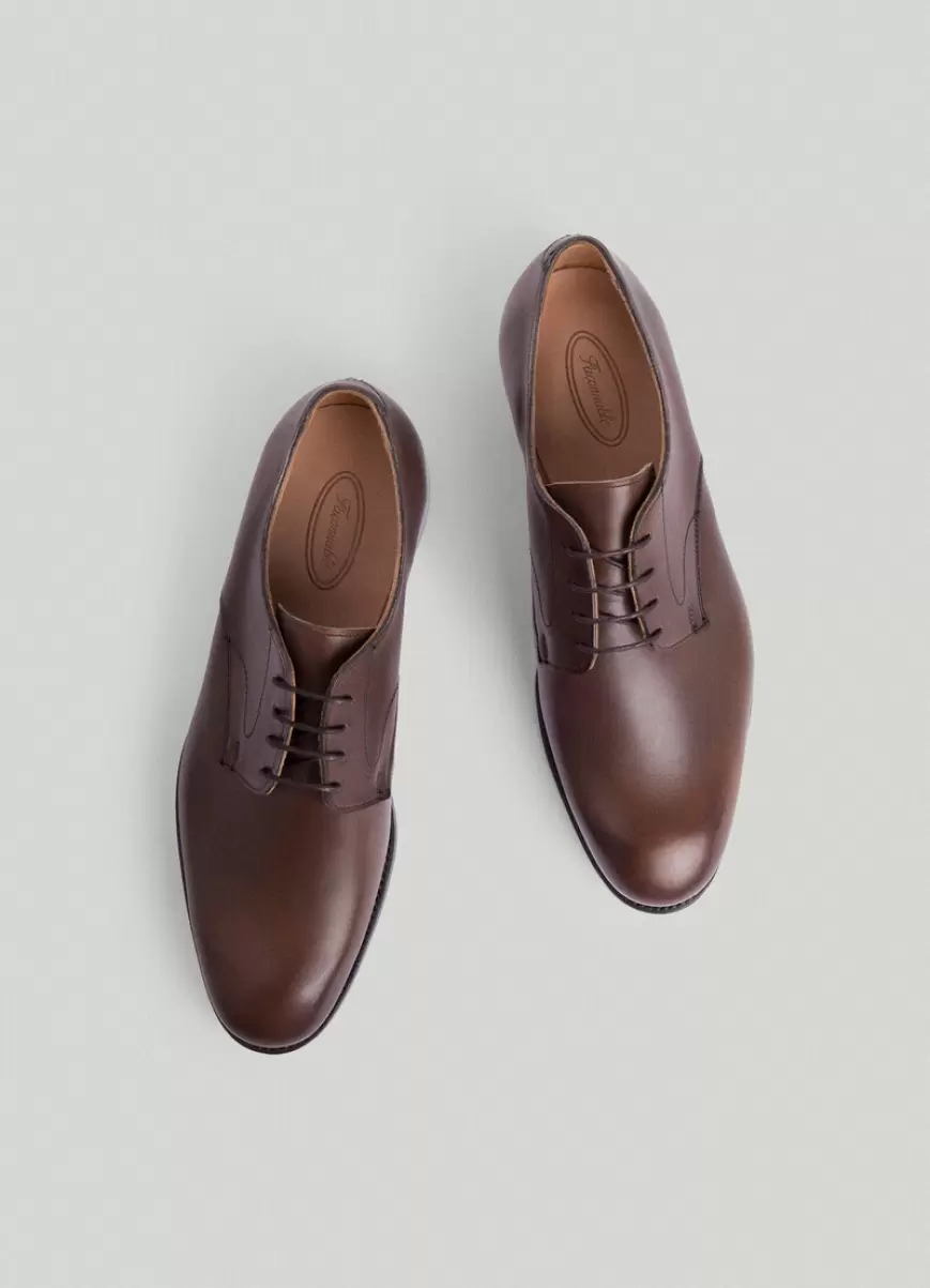 Chocolate Brown Faconnable Hombre Looks Formales Zapatos Derby Piel - 2