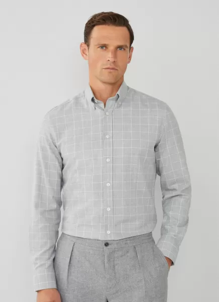 Camisas Camisa De Cuadros Fit Slim Grey/White Hackett London Hombre Tienda Online