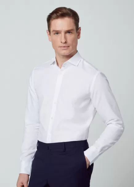 Popularidad Hackett London White Camisa De Algodón Fit Slim Camisas Hombre
