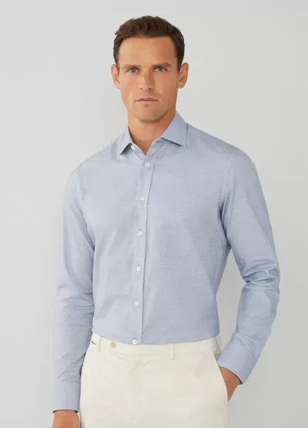 Camisas Hombre Camisa Foulard Fit Slim Blue/Grey Elegante Hackett London