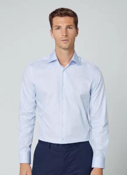 Camisas Blue/White Precio De Coste Hackett London Camisa Estampado Rayas Fit Slim Hombre