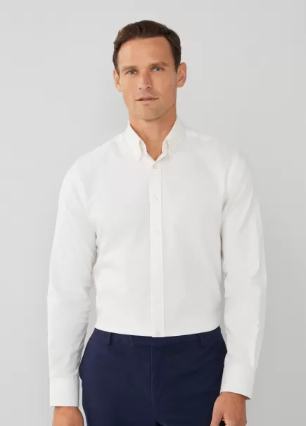 Hombre Hackett London Venta Camisa De Espiga Fit Slim White Camisas