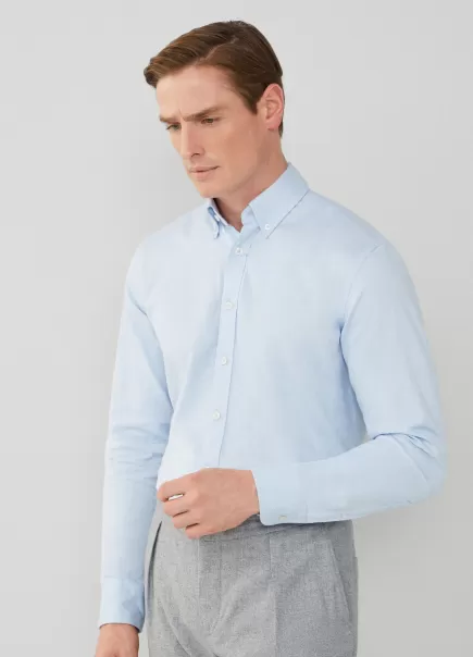 Hombre Sky Blue Oferta Especial Hackett London Camisas Camisa De Espiga Fit Slim